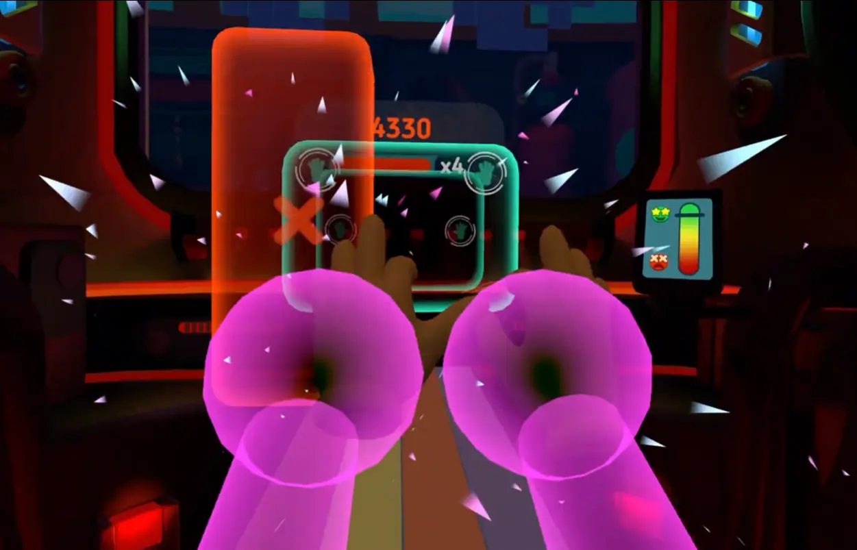 sugar mess vr game with a lot of different mechanics in one game. FPS, mine cart driving, rhythm levels, boss fights, puzzle solving